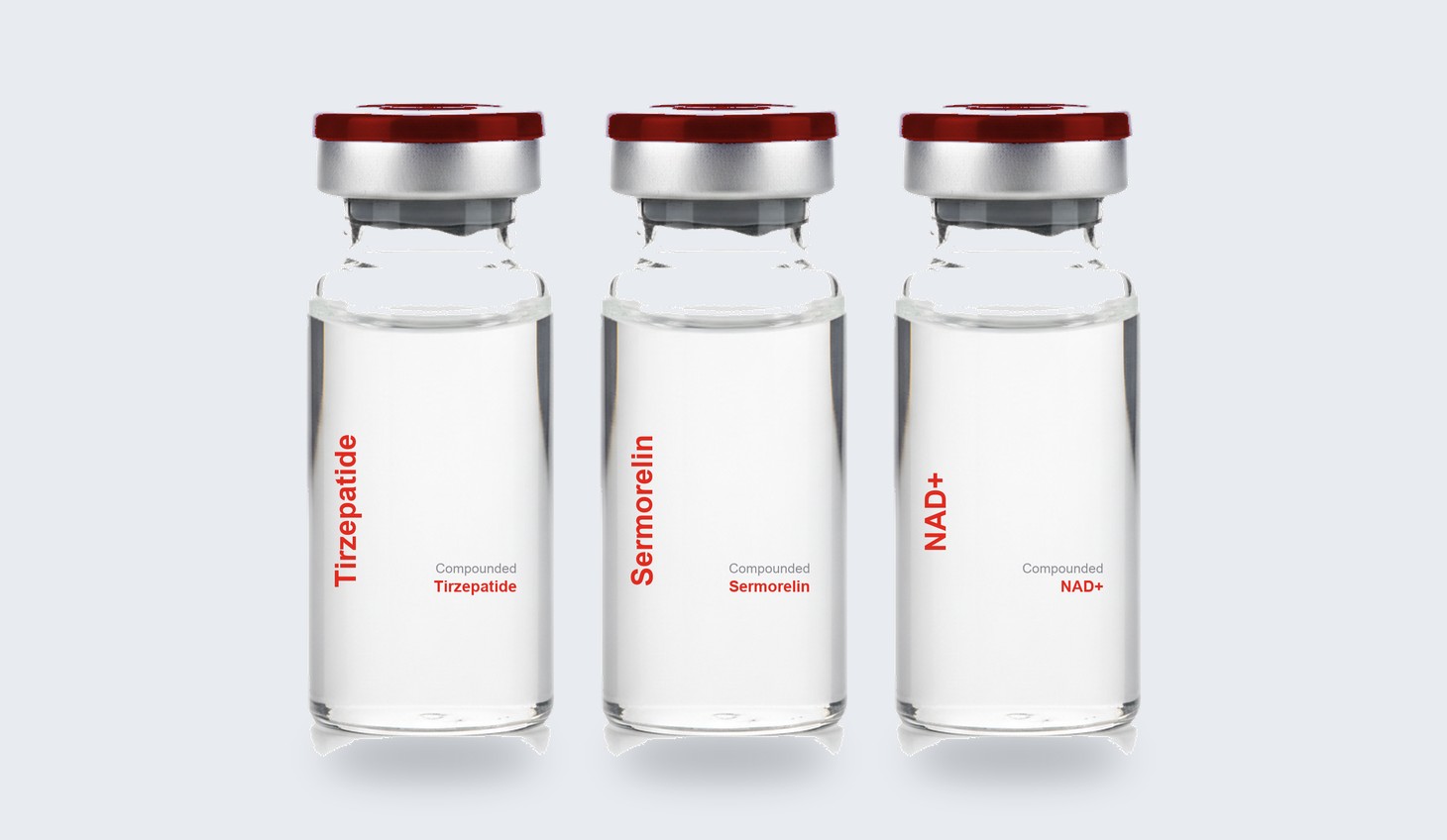 Tirzepatide, Sermorelin and NAD+ vials